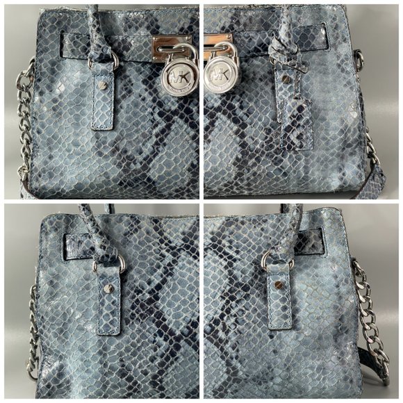 Michael Kors Hamilton Embossed Python-Print Medium Bag - Picture 7 of 12